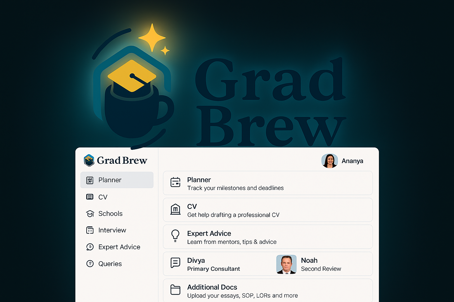 GradBrew Dashboard preview